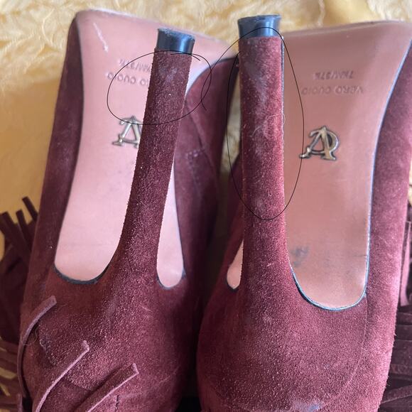 Vince Camuto VC Signature Women's Yulia Brown Suede Fringe Booties Sz 7.5 - Picture 7 of 9